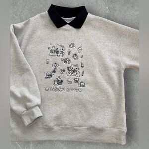 Hello Kitty Embroidered Fleece-Lined Sweatshirt Pullover